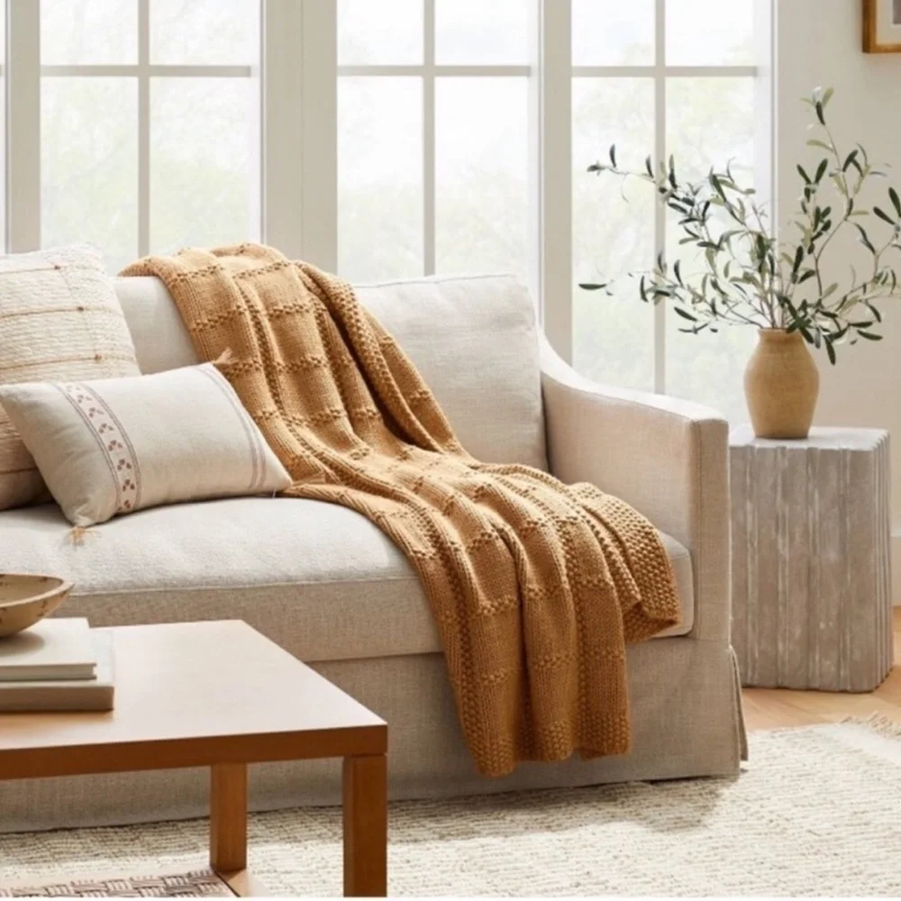 Studio McGee & Threshold Grid Knit Throw Blanket